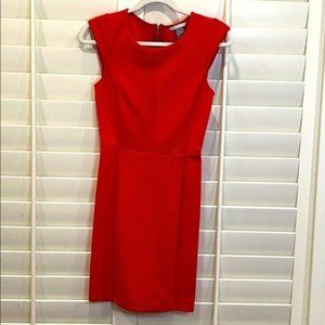 H&M Midi Dress Red Cocktail Cap Sleeve Knee Length Ribbed Size XS NWOT